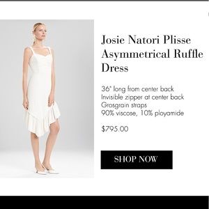 JOSIE NATORI
PLISSE ASYMMETRICAL RUFFLE DRESS/ brand new with tags